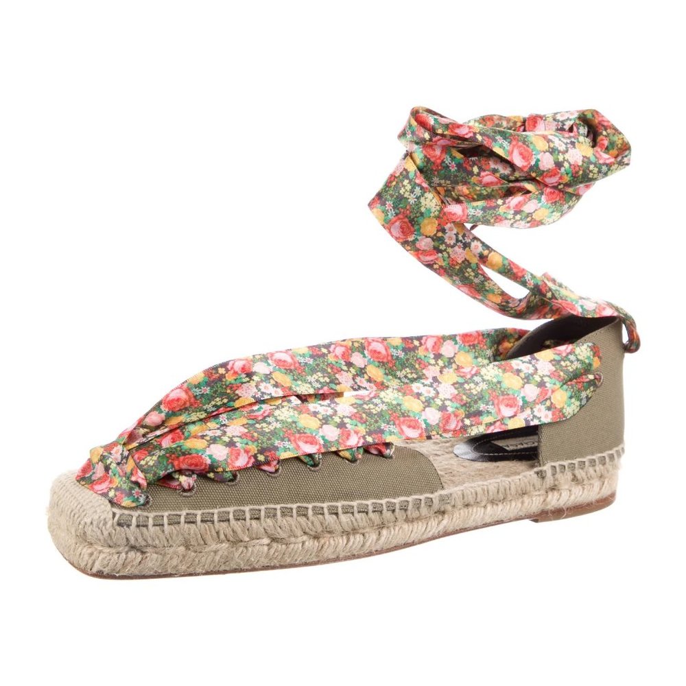 Balenciaga Floral Print Espadrilles with Green and Red